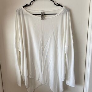 Go Couture Oversized Asymmetrical White Long Sleeve Top